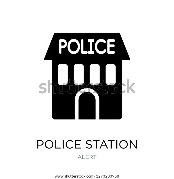 police station icon vector on white\
background, police station trendy filled icons from Alert\
collection, police station simple element\
illustration