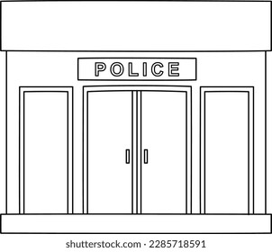 Police Station Isolated Coloring Page for Kids