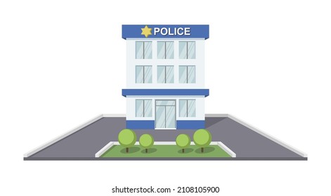 Police station or office vetor with flat style. Vector illustration