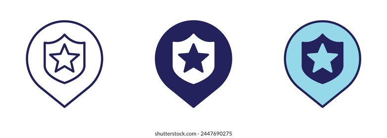 Police Station Pin Icon - Navigation Set