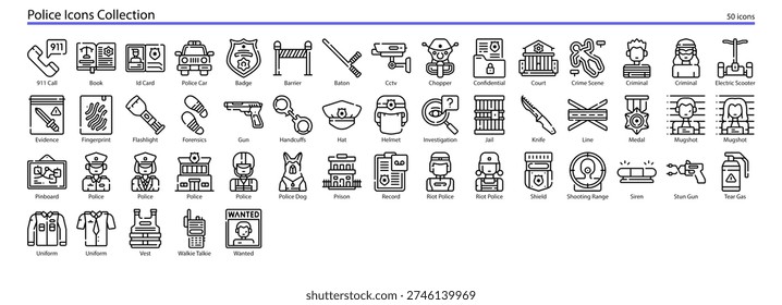 Police Station Precinct Headquarters Icon Collection