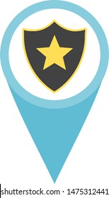 Police station or security. Map element. Pinpoint special locations. Show directions. Icon with pointed end. Tourism industry places. Navigation app.