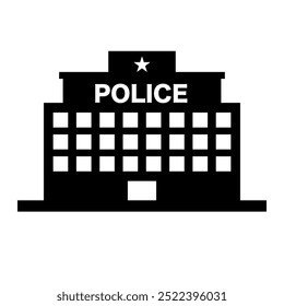 Police station silhouette. Police office silhouette. Vector.