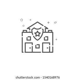 Police station simple vector line icon. Symbol, pictogram, sign. Light background. Editable stroke