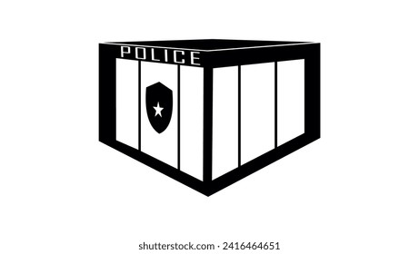 Police station symbol, black isolated silhouette