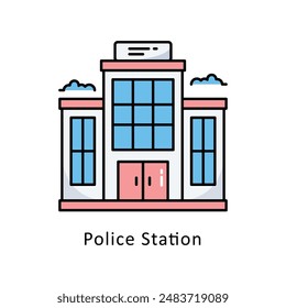 Police Station vector   Filled outline Design illustration. Symbol on White background EPS 10 File