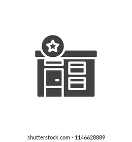 Police station vector icon. filled flat sign for mobile concept and web design. Police department building simple solid icon. Symbol, logo illustration. Pixel perfect vector graphics