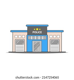 Police Station Vector Icon Illustration. Flat Cartoon Style Concept