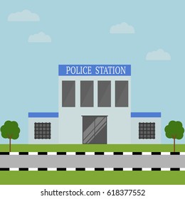 Police station, vector illustration.