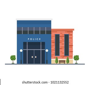 Police station -  vector illustration in flat style, isolated on white background. Urban architecture