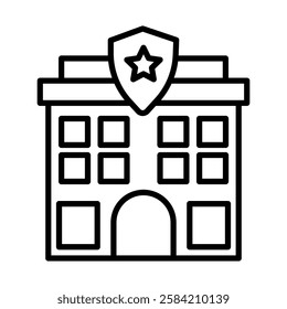 Police Station Vector Line Icon Design