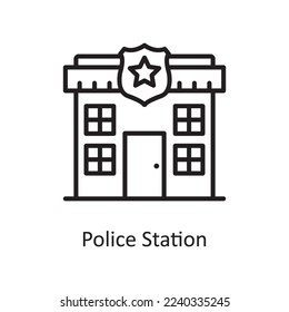 Police station  Vector Outline Icon Design illustration. Law Enforcement Symbol on White background EPS 10 File