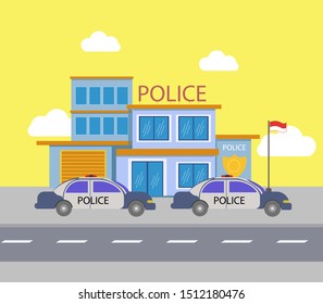 Police station vector template colourfull