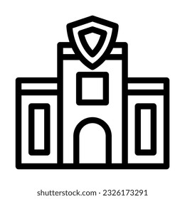 Police Station Vector Thick Line Icon For Personal And Commercial Use.
