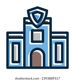 Police Station Vector Thick Line Filled Dark Colors Icons For Personal And Commercial Use.

