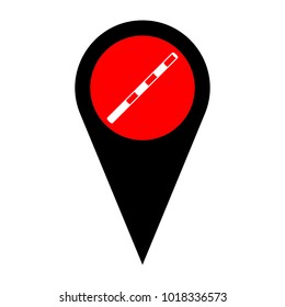 Police stick icon illustration. Vector. Flat white icon in red circle at black marker on white background. Isolated.