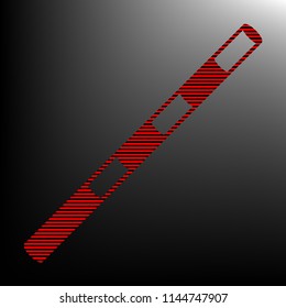 Police stick icon illustration. Vector. Striped red and black icon at gradient blackish background. Zebra.
