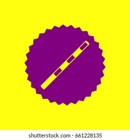Police stick icon illustration. Vector. Violet label with hole as icon on yellow background.