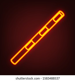 Police stick icon illustration. Yellow, orange, red neon icon at dark reddish background. Illumination. Illustration.