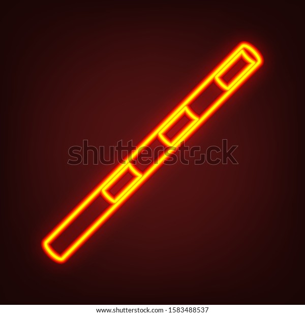 Police\
stick icon illustration. Yellow, orange, red neon icon at dark\
reddish background. Illumination.\
Illustration.