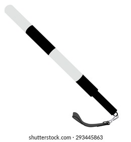 Police stick striped black and white. Road police. Police baton. Policeman equipment