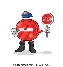 police stop sign cartoon. mascot vector illustration