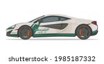 Police Supercar Side View Detailed Isolated Vector Illustration