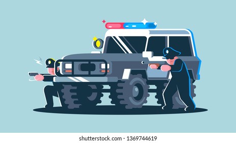 police SUV, armed police