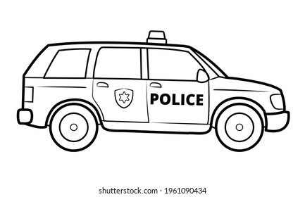 Police Suv Illustration Simple Line Art Stock Vector (Royalty Free ...