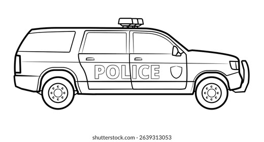 Police SUV side view outline – stock vector illustration