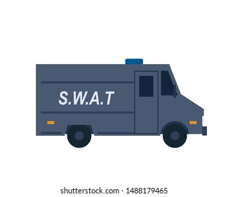 Police Swat Truck Icon. Clipart Image Isolated On White Background