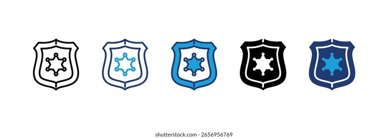 Conjunto de iconos de símbolos de policía colección de estilo múltiple