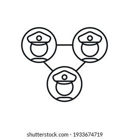 Police synergy linear icon. Law enforcement. Teamwork. Thin line contour symbols. Isolated vector outline illustrations. Editable stroke