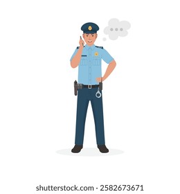 police talking on cell phone, vector illustration