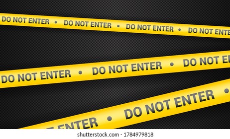 Police tape, crime danger line. Caution police lines isolated. Warning tapes. Set of yellow warning ribbons. Vector illustration on white background. Do not enter