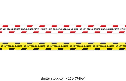 Police Tape Icon. Police Barrier. Warning Signs. Vector On Isolated White Background. EPS 10