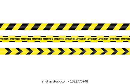 Police Tape Icon Set. Attention. Warning. Vector On Isolated White Background. EPS 10