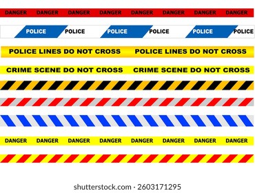 police tape seamless line isolated on a white background