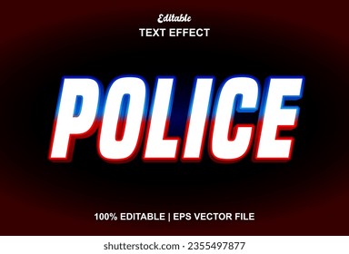 police text effect with blue color graphic style and editable.