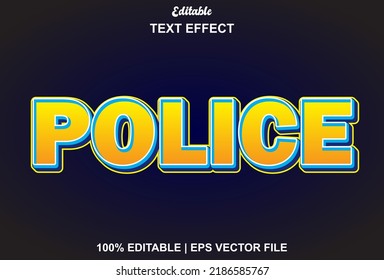 Police Text Effect With Yellow Color And Editable.
