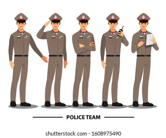 police thai character set, Vector illustration cartoon character.