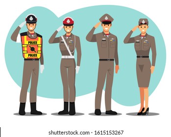 police thai character set, Vector illustration cartoon character.