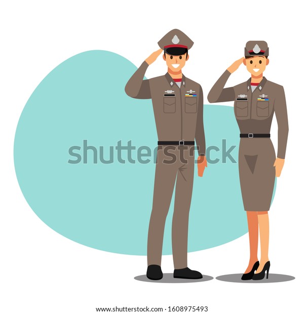 police-thai-character-set-vector-illustration-cartoon-character