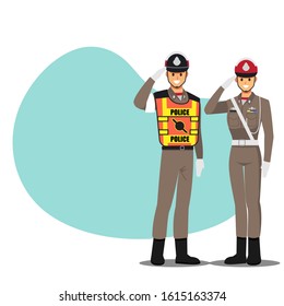 police thai Traffic Highway character set, Vector illustration cartoon character.