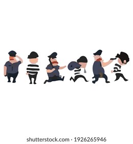 pasos de arte vectorial de ladrón de policía