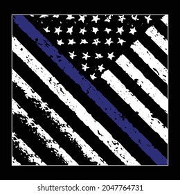 Police Thin Blue Line American Flag T-Shirt Vector Design, Police Officer Support Law Enforcement, TBL Distressed Flag