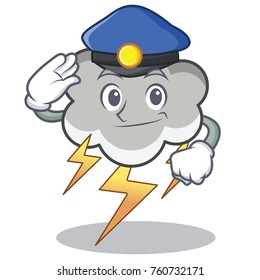 Police thunder cloud character cartoon