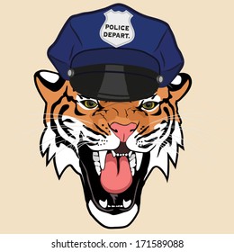 Police tiger illustration vector