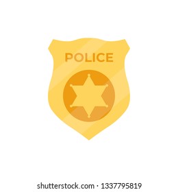 Police token flat isolated on white background