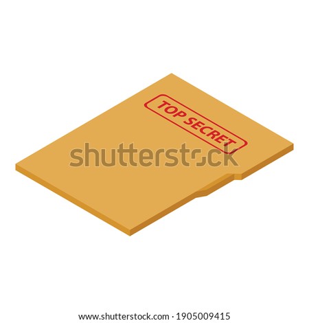 Police top secret folder icon. Isometric of police top secret folder vector icon for web design isolated on white background